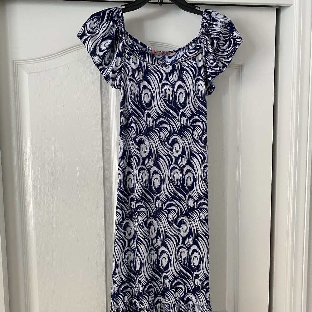 Sparkly Sequin Blue Swirl Midi Dress
